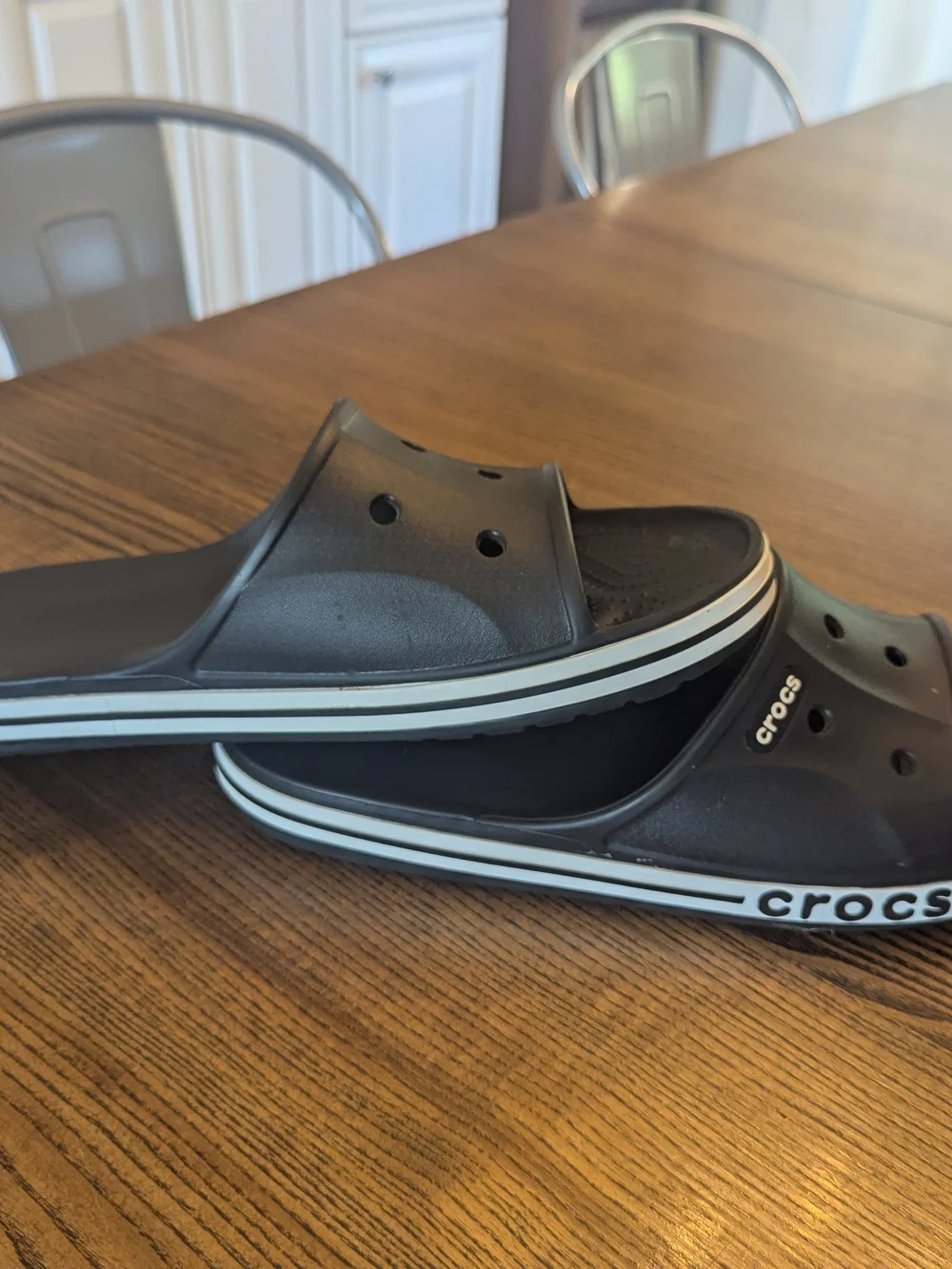EUC Crocs Mens 13 Bayaband Slide Sandals Black White